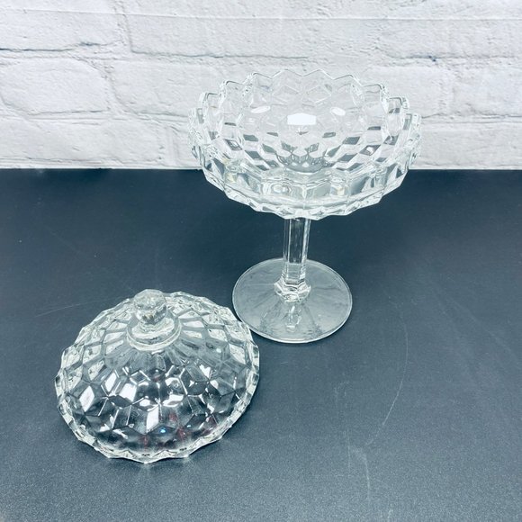 Fostoria American Clear Compote With Lid Candy Nuts Dish - Picture 3 of 8